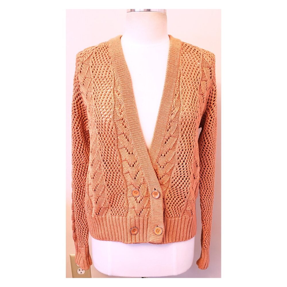 St. John Cardigan Size-M 100% Cotton Blush Peach